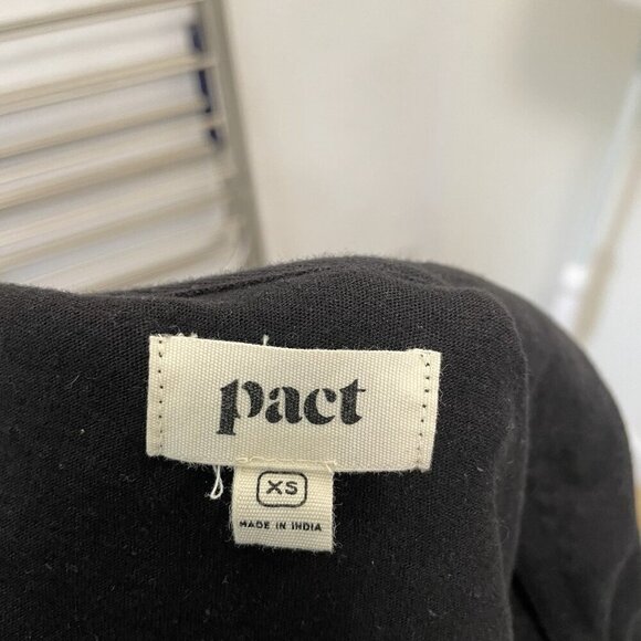 PACT Linen Blend Collared Split Neck T-Shirt Dress Classic Black size XS - Picture 6 of 7